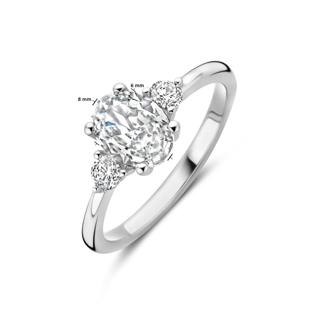 Ring Trilogie Zirkonia 8 x 6 mm Silber rhodiniert