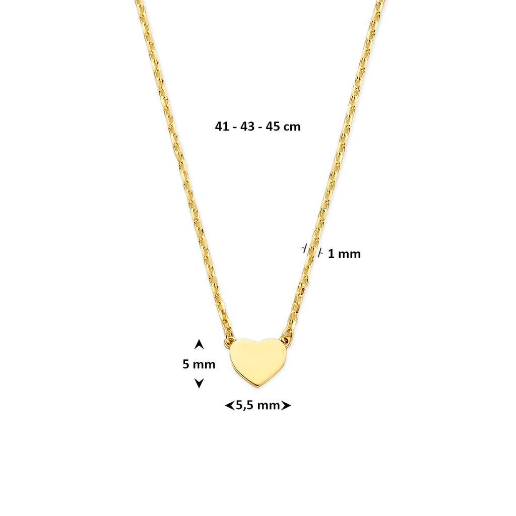 Halskette Herz 41 - 43 - 45 cm 14K Gelbgold