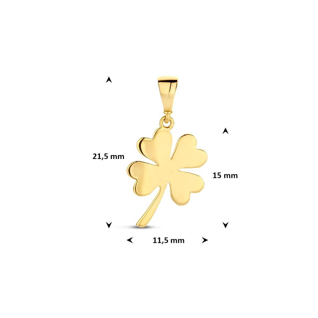 hanger klavertje 15 mm 14K geelgoud