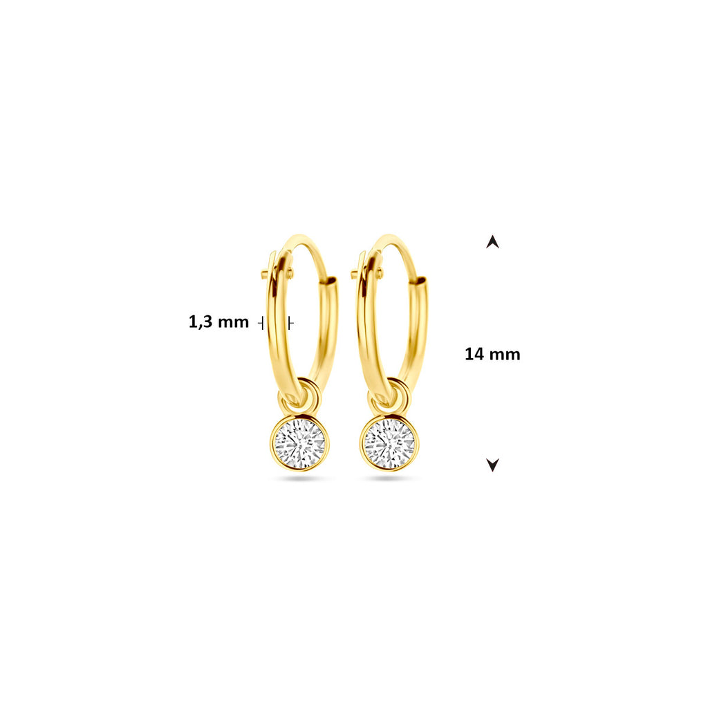 Ohrringe mit Zirkonia-Anhängern 14 mm 14K Gelbgold