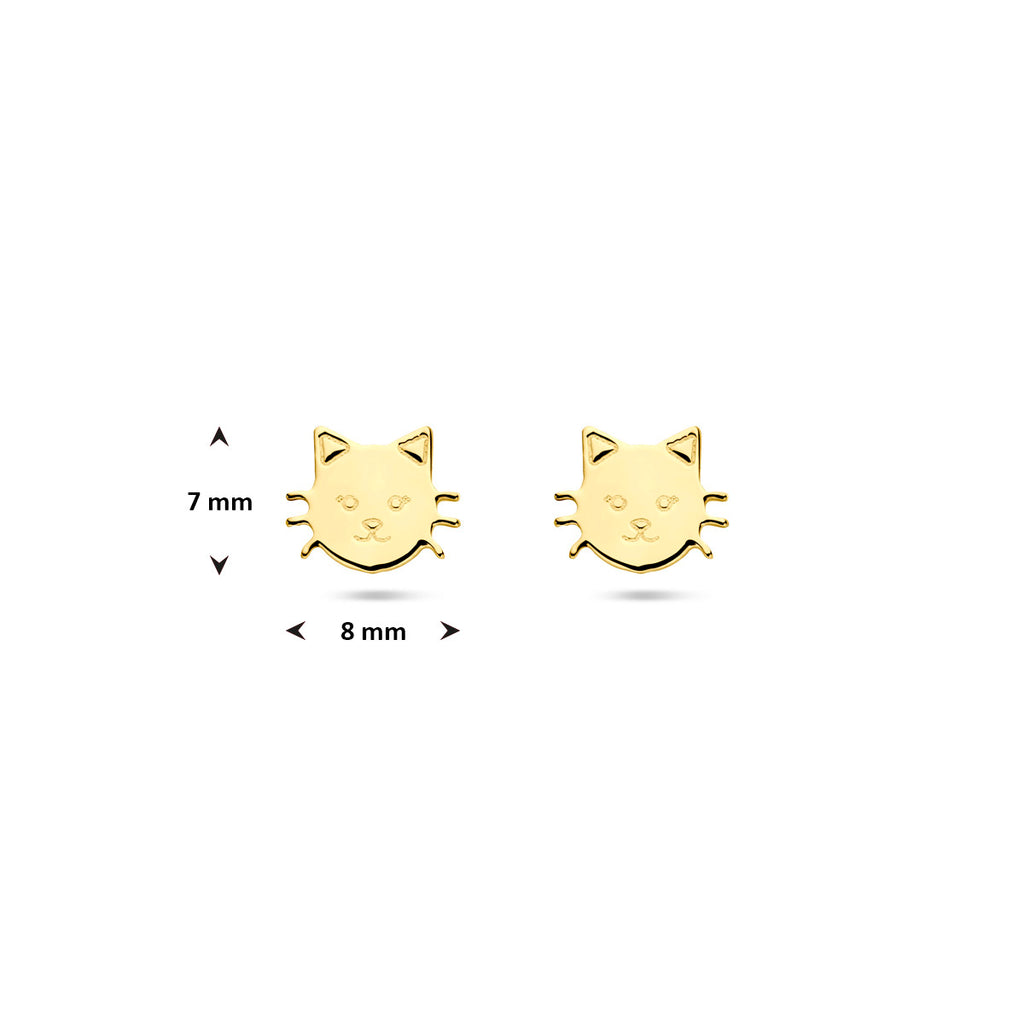 oorknoppen kat 7 mm 14K geelgoud