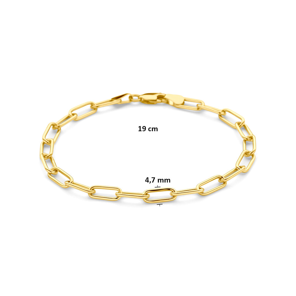 9k armband 4,7 mm 19 cm massief 9K geel/zilverkern