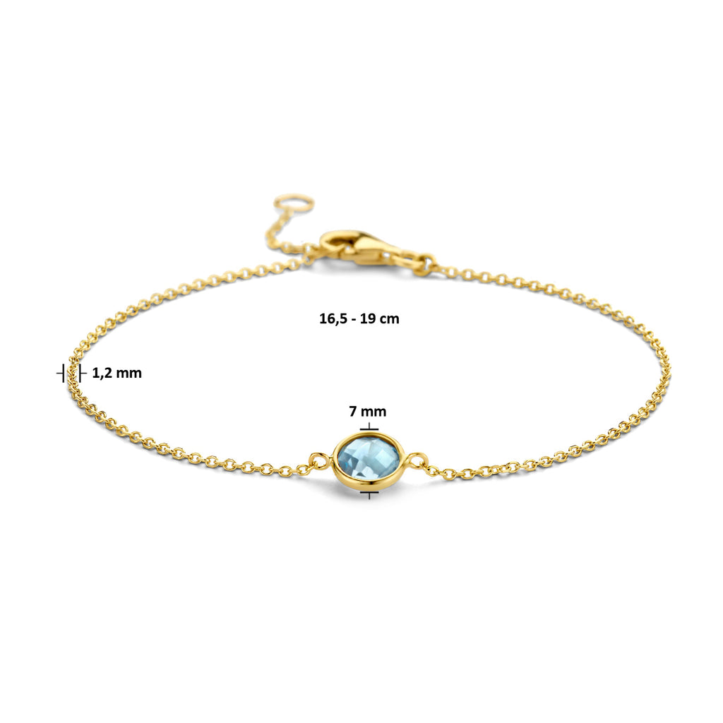 Armband Blautopas 16,5 - 19 cm 14K Gelbgold