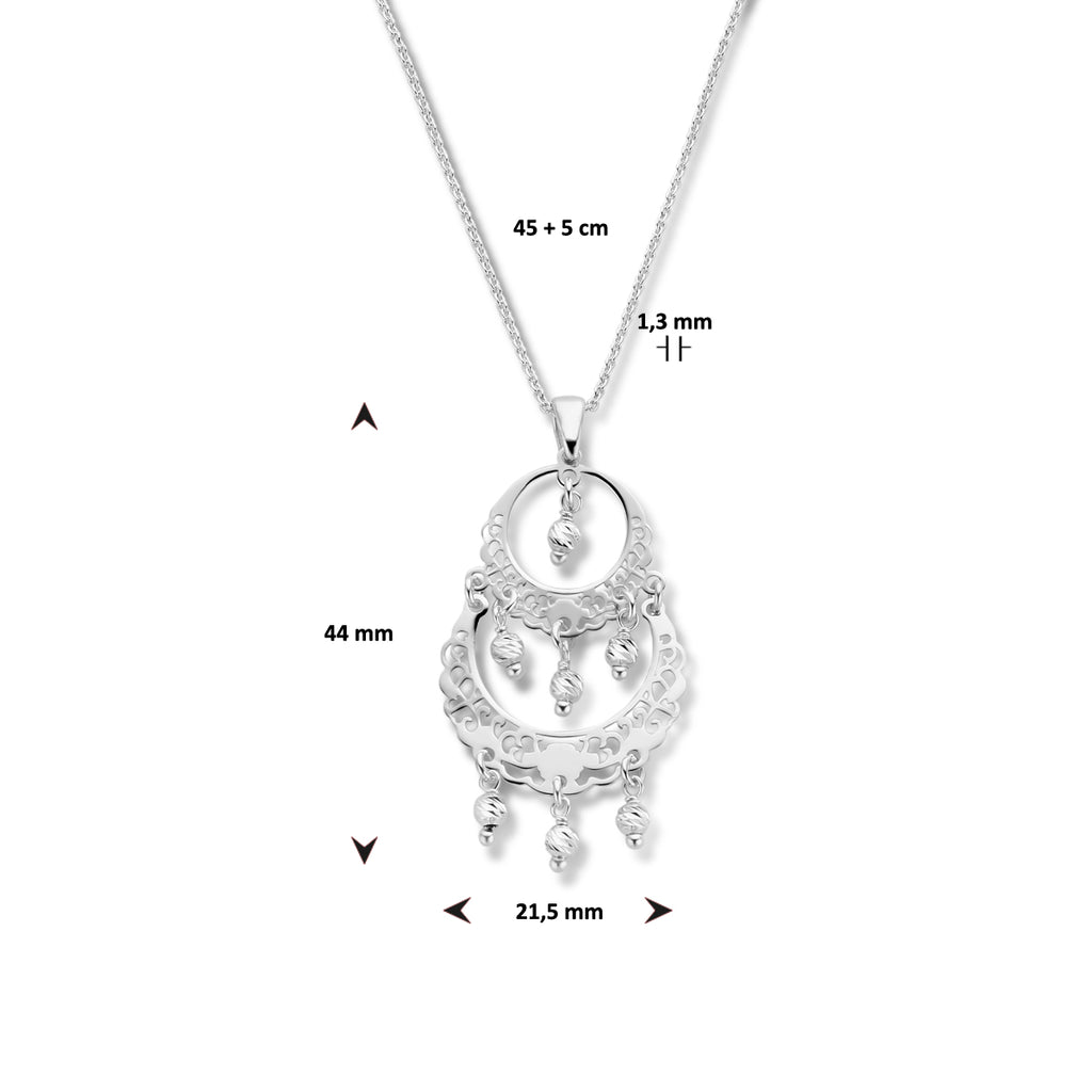 Halskette filigran 45 + 5 cm Silber rhodiniert