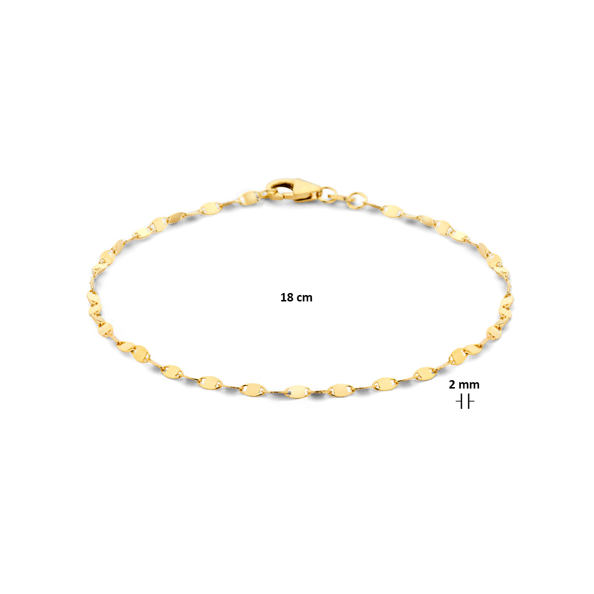 Armband 2,0 mm 18 cm 14K Gelbgold