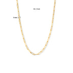 collier paperclip vierkante buis 3,0 mm 41 + 4 cm 3 micron zilver verguld (geel)