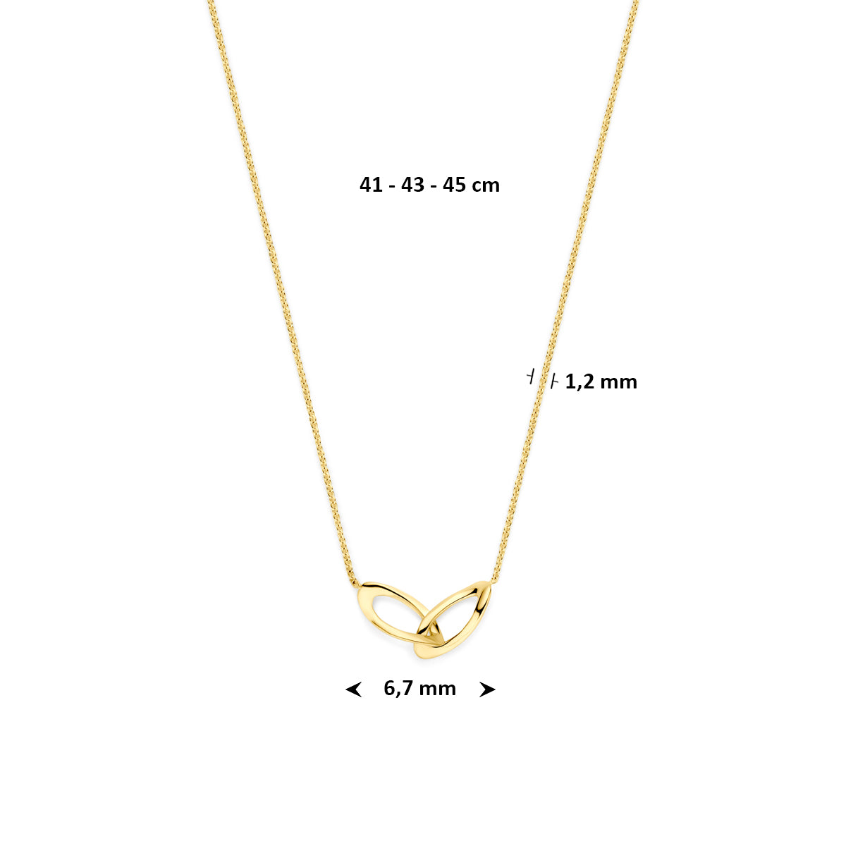 9k collier 41 - 43 - 45 cm 9K geel