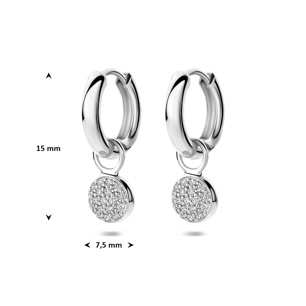 Klappcreolen Zirkonia 15 mm Silber rhodiniert