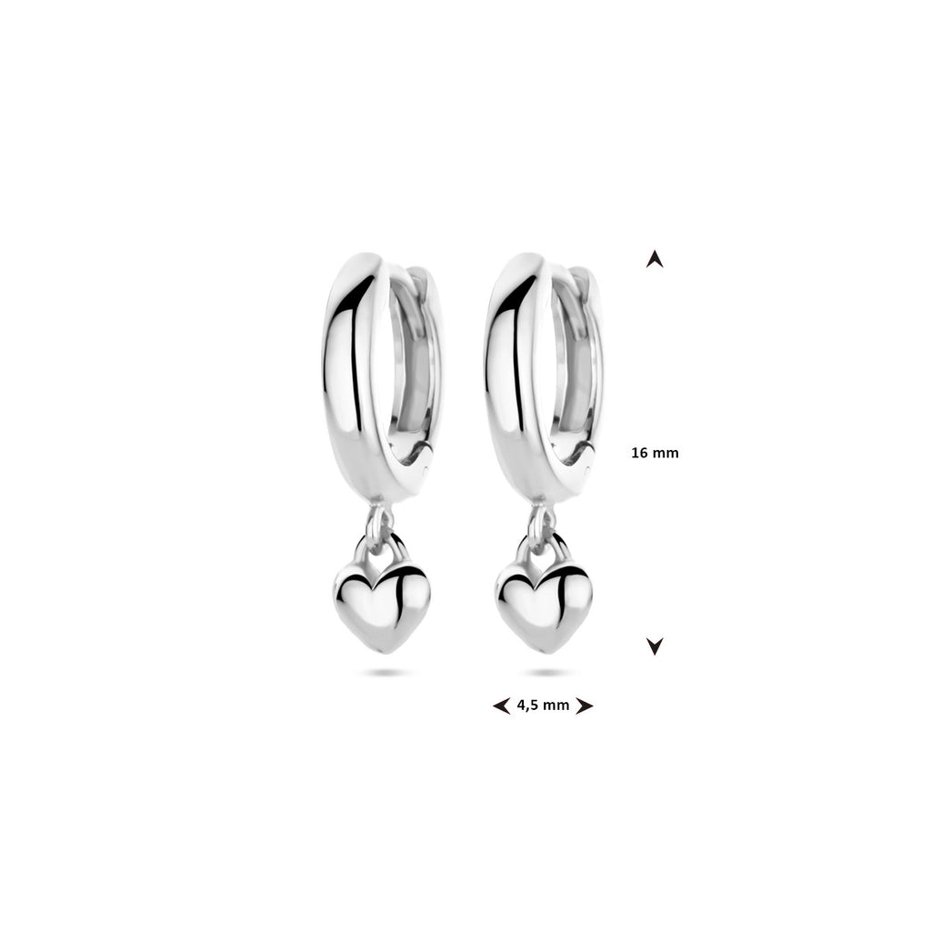 klapoorringen hanger hartje 16 mm zilver gerhodineerd