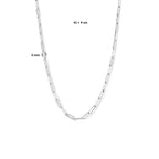 collier paperclip vierkante buis 3,0 mm 41 + 4 cm zilver gerhodineerd