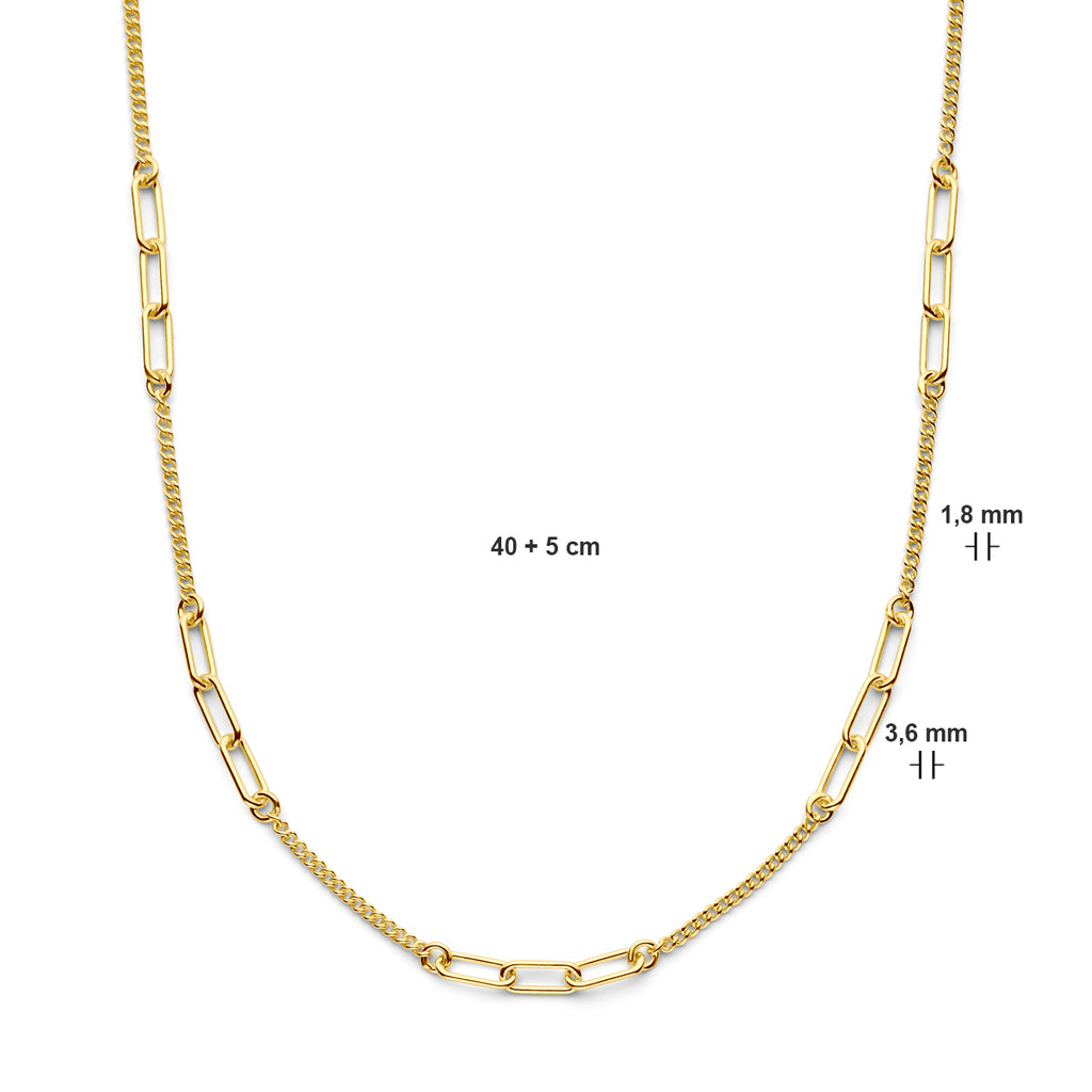 combi-collier gourmette en paperclip 3,6 mm 40 + 5 cm 3 micron zilver verguld (geel)