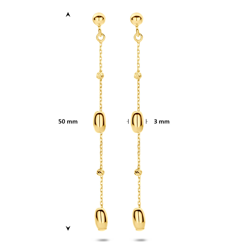 oorhangers 50 mm 14K geelgoud - rondje,bolletje,ringetje,draad