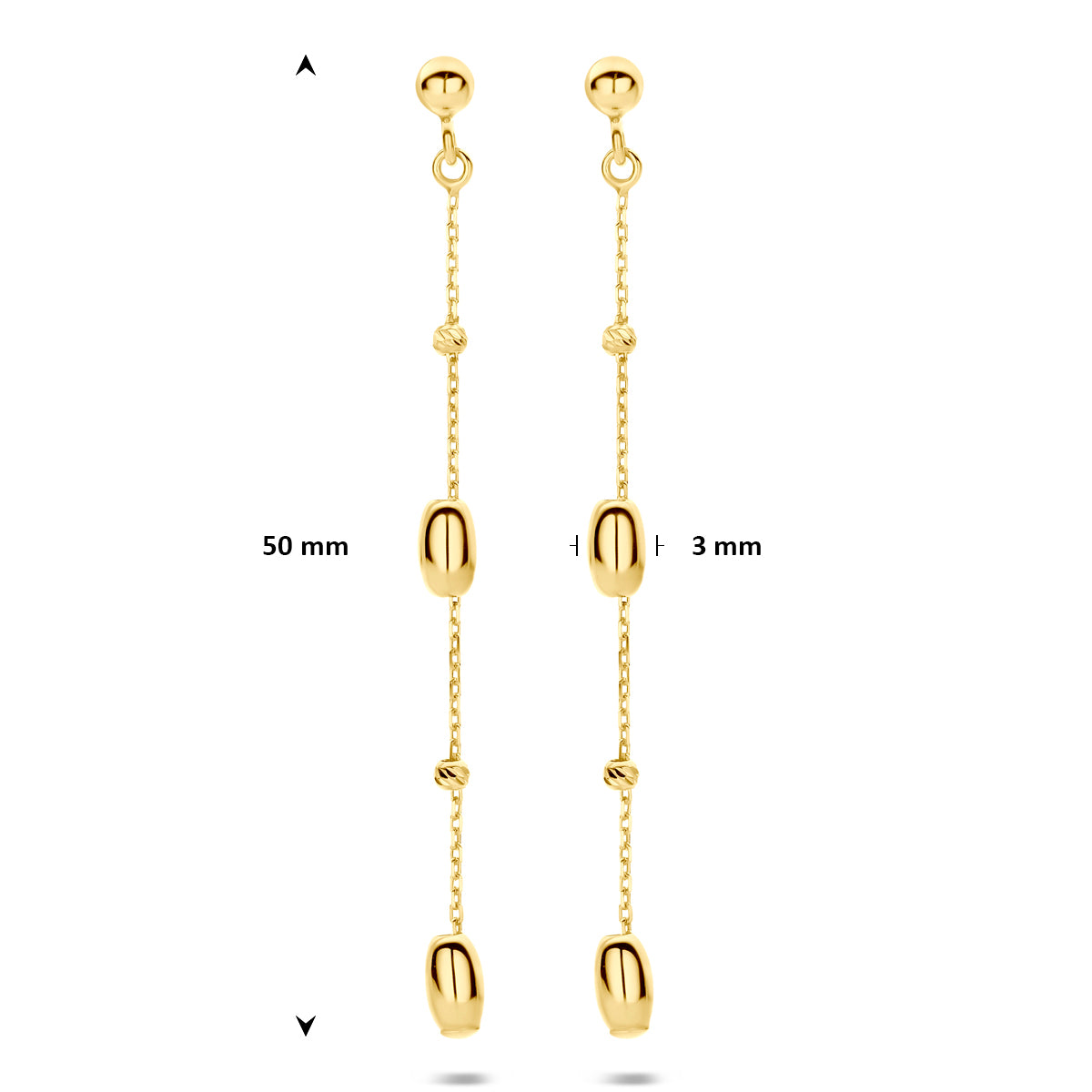 oorhangers 50 mm 14K geelgoud - rondje,bolletje,ringetje,draad