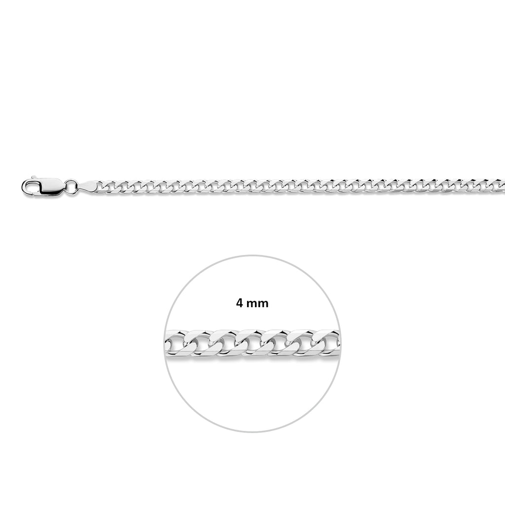 Panzerkette 8-fach facettiert 4,0 mm Silber weiß