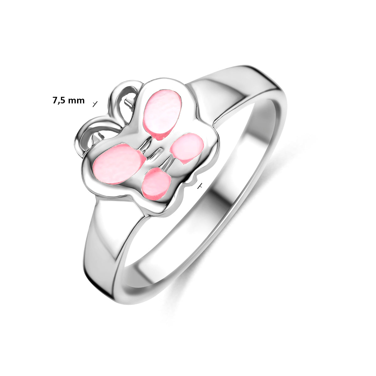 ring vlinder zilver gerhodineerd