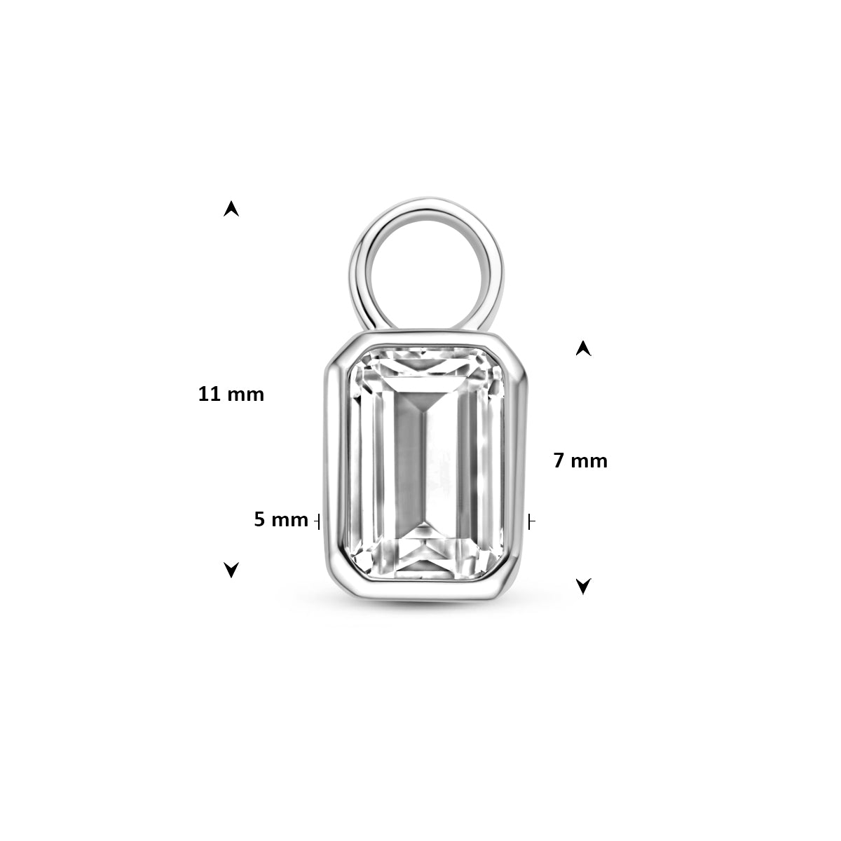 oorringhanger zirkonia 11 mm zilver gerhodineerd