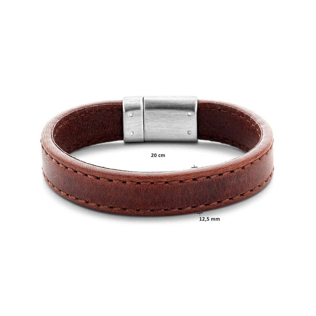 Armband Leder dunkelbraun 12,5 mm Edelstahl
