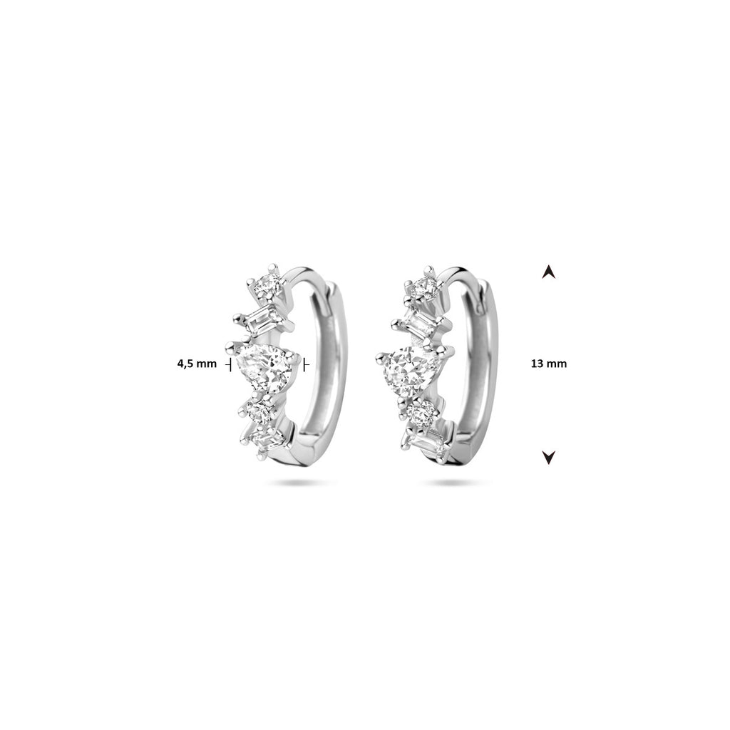 Klappohrringe Zirkonia 13 mm rhodiniertes Silber