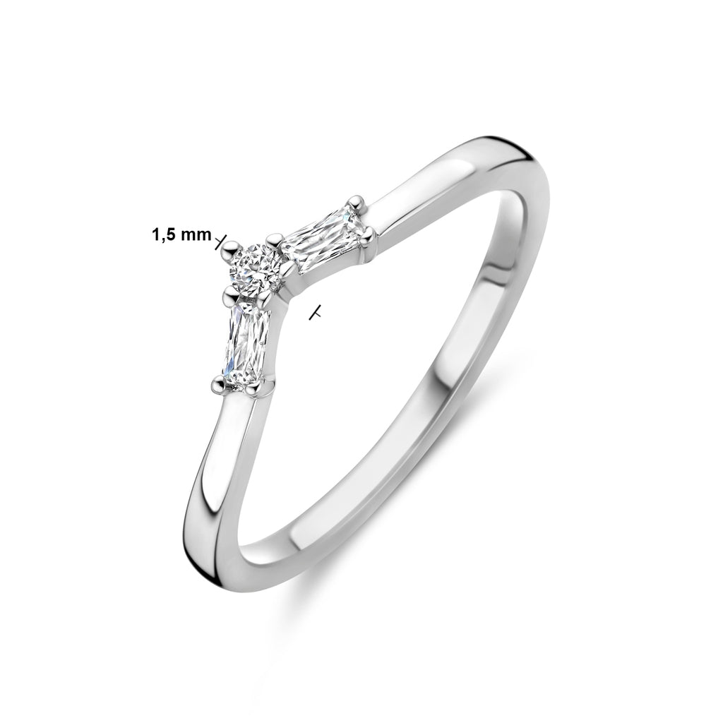 Ring mit Zirkonia, Silber rhodiniert