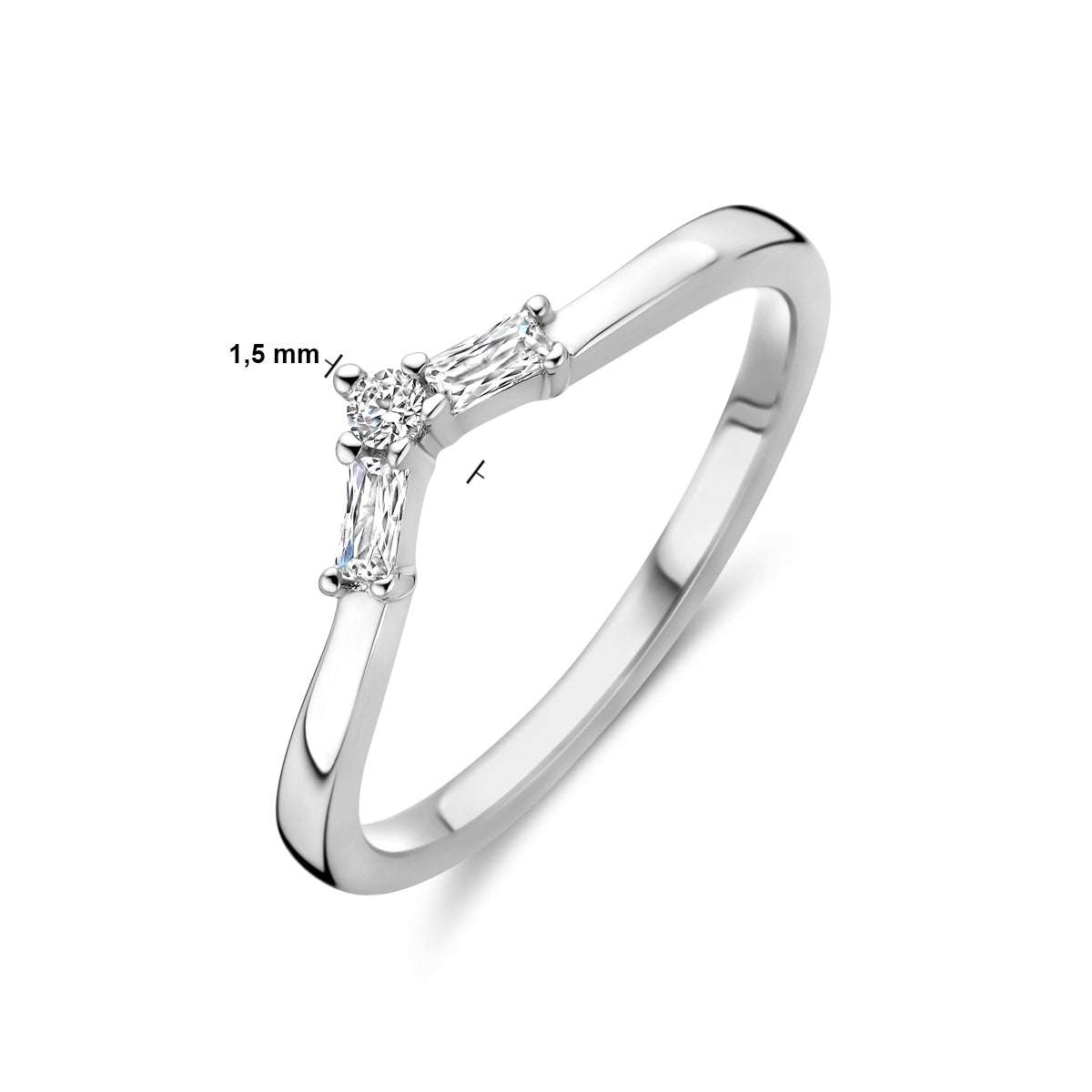 Ring mit Zirkonia, Silber rhodiniert