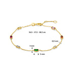9k armband gekleurd zirkonia 16,5 - 17,5 - 18,5 cm 9K geel