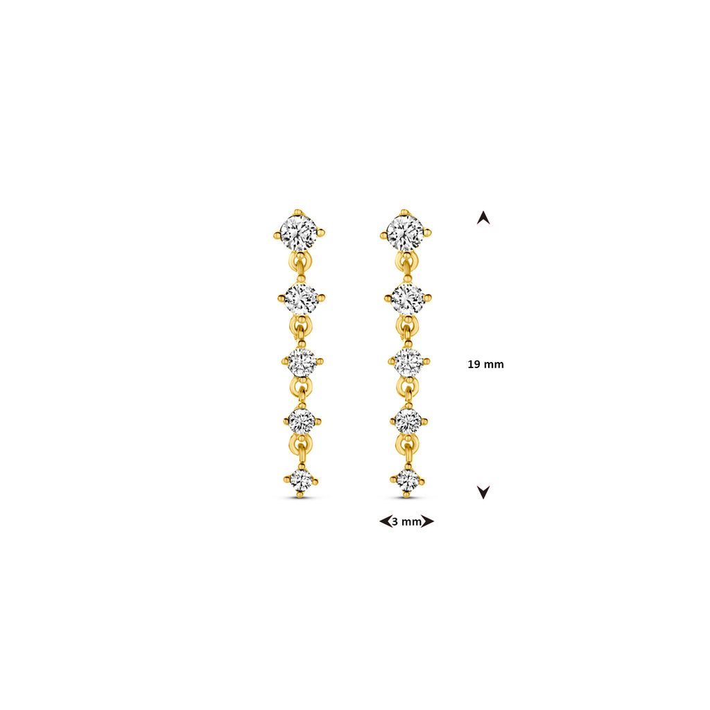oorhangers zirkonia 19 mm 14K geelgoud