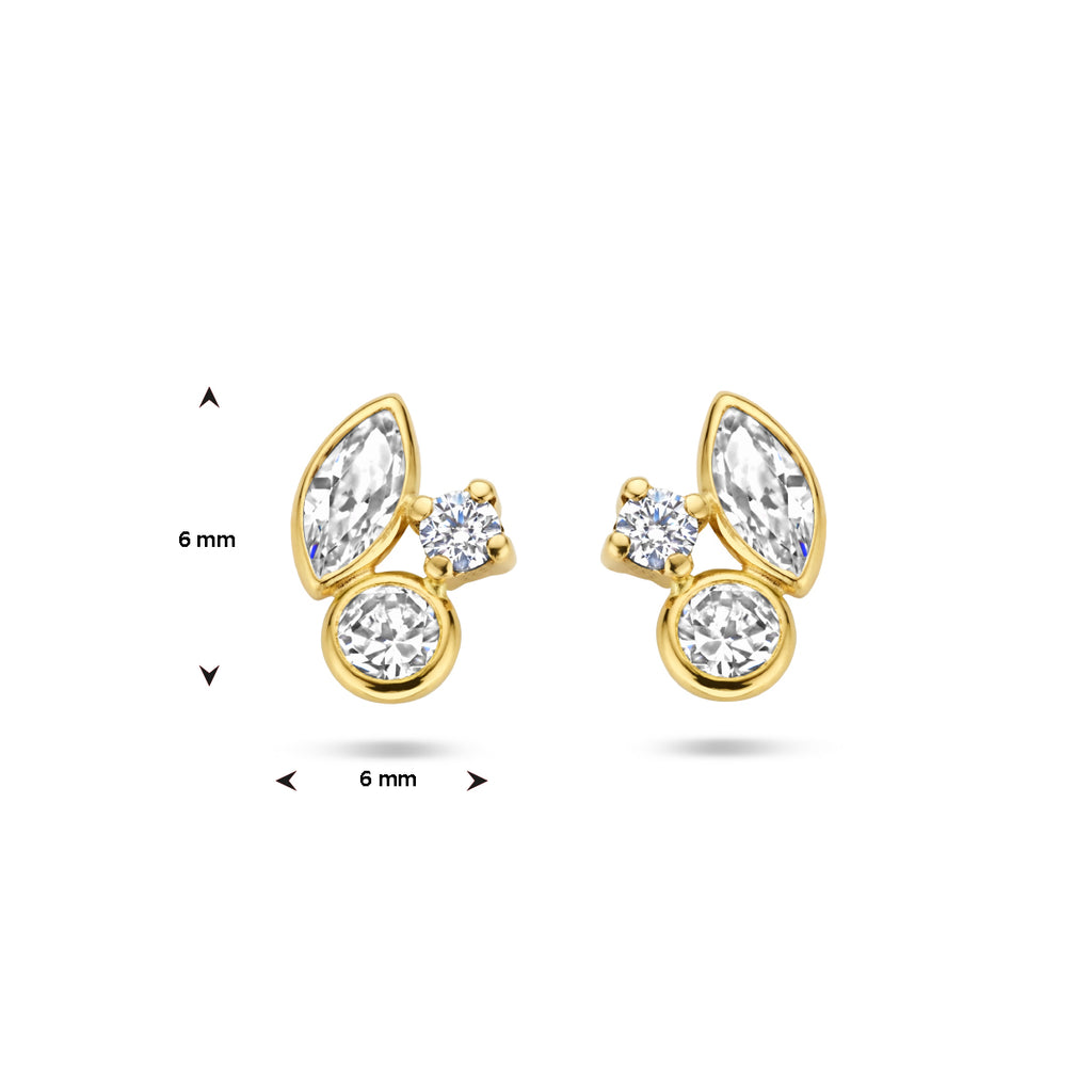 oorknoppen zirkonia 14K geelgoud