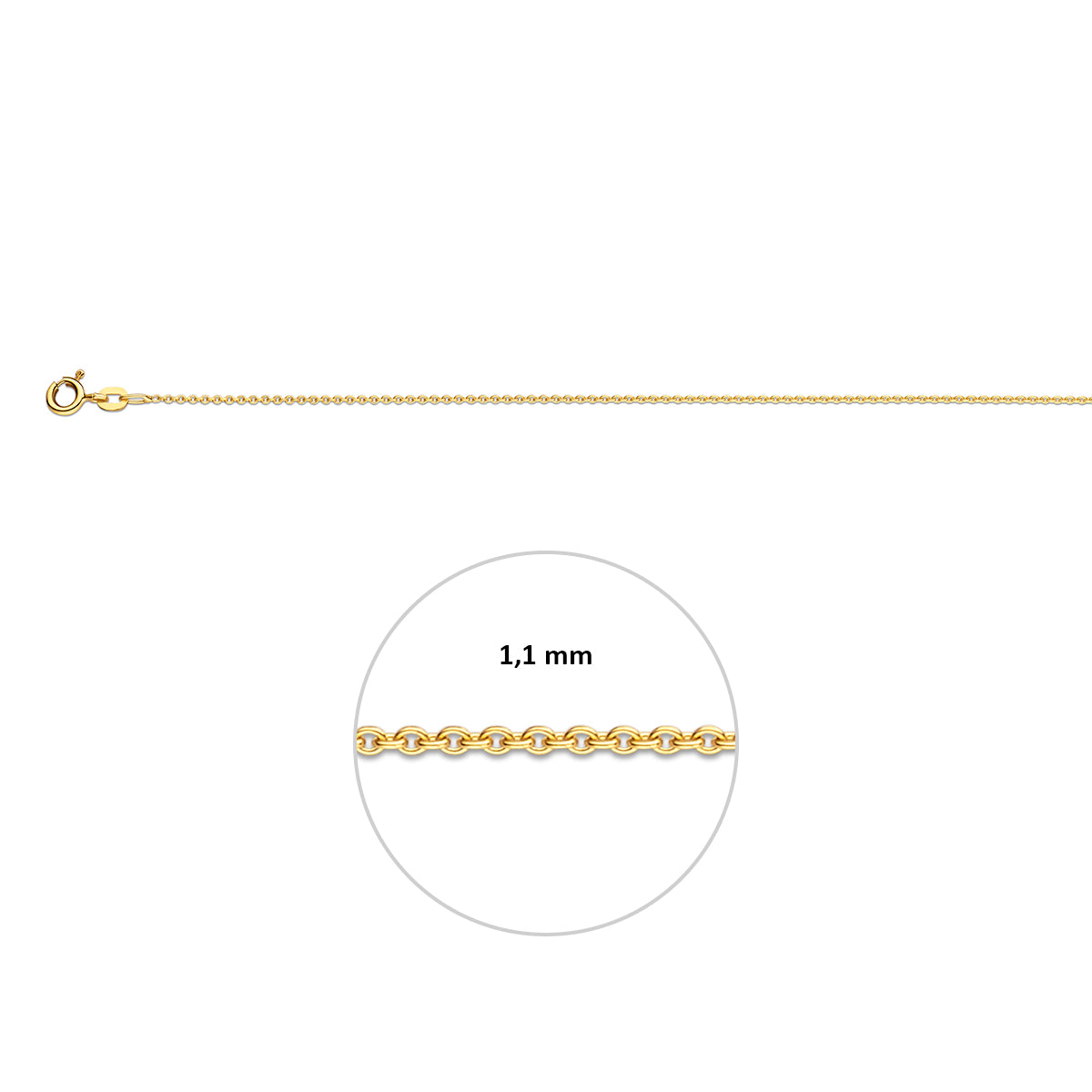 anker rond 1,1 mm 14K geelgoud