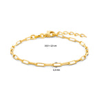 Armband Büroklammer Vierkantrohr 2,3 mm 15,5 + 2,5 cm 3 Mikron Silber vergoldet (gelb)
