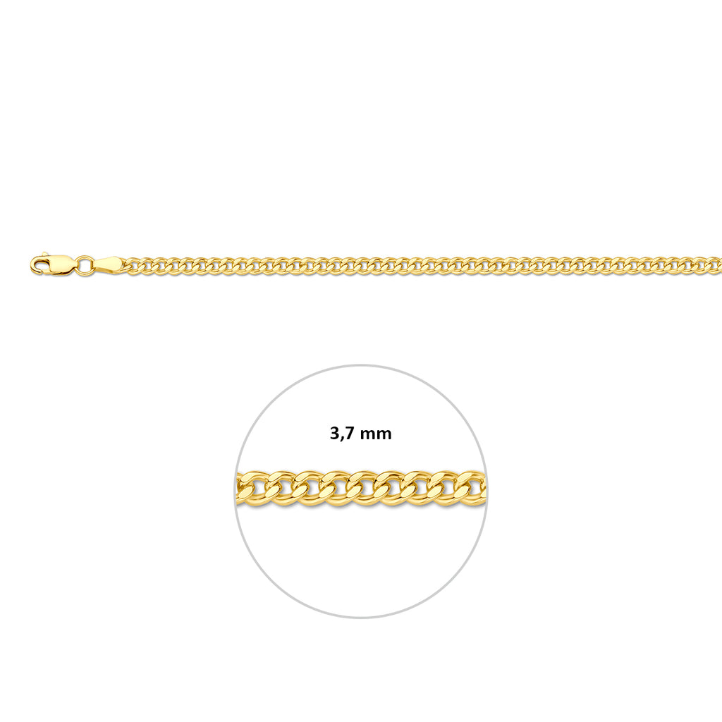 Gourmetkette massiv 3,7 mm Silgold (gelb mit Silberkern)