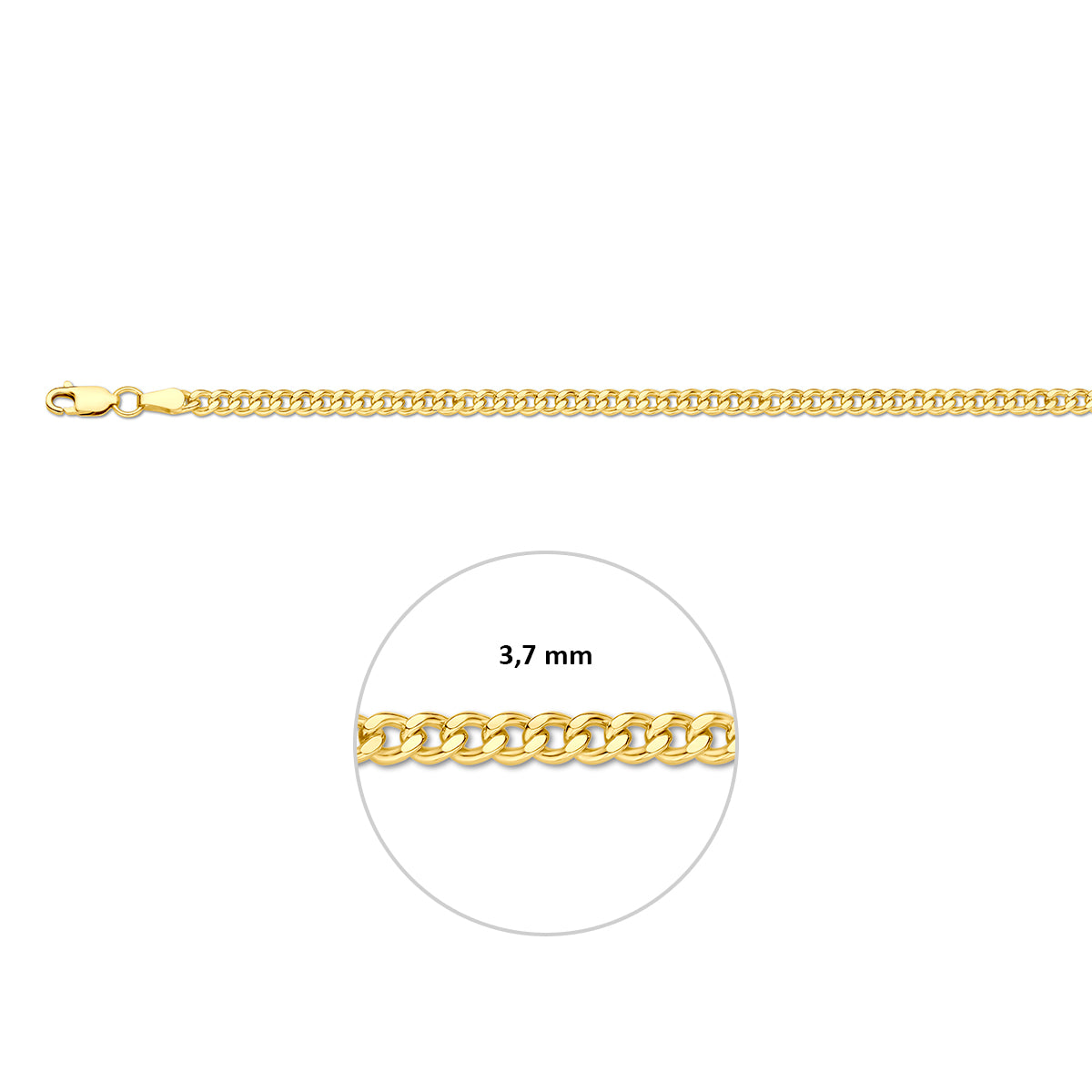 Gourmetkette massiv 3,7 mm Silgold (gelb mit Silberkern)