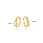 klapoorringen zirkonia 12,5 mm 14K geelgoud