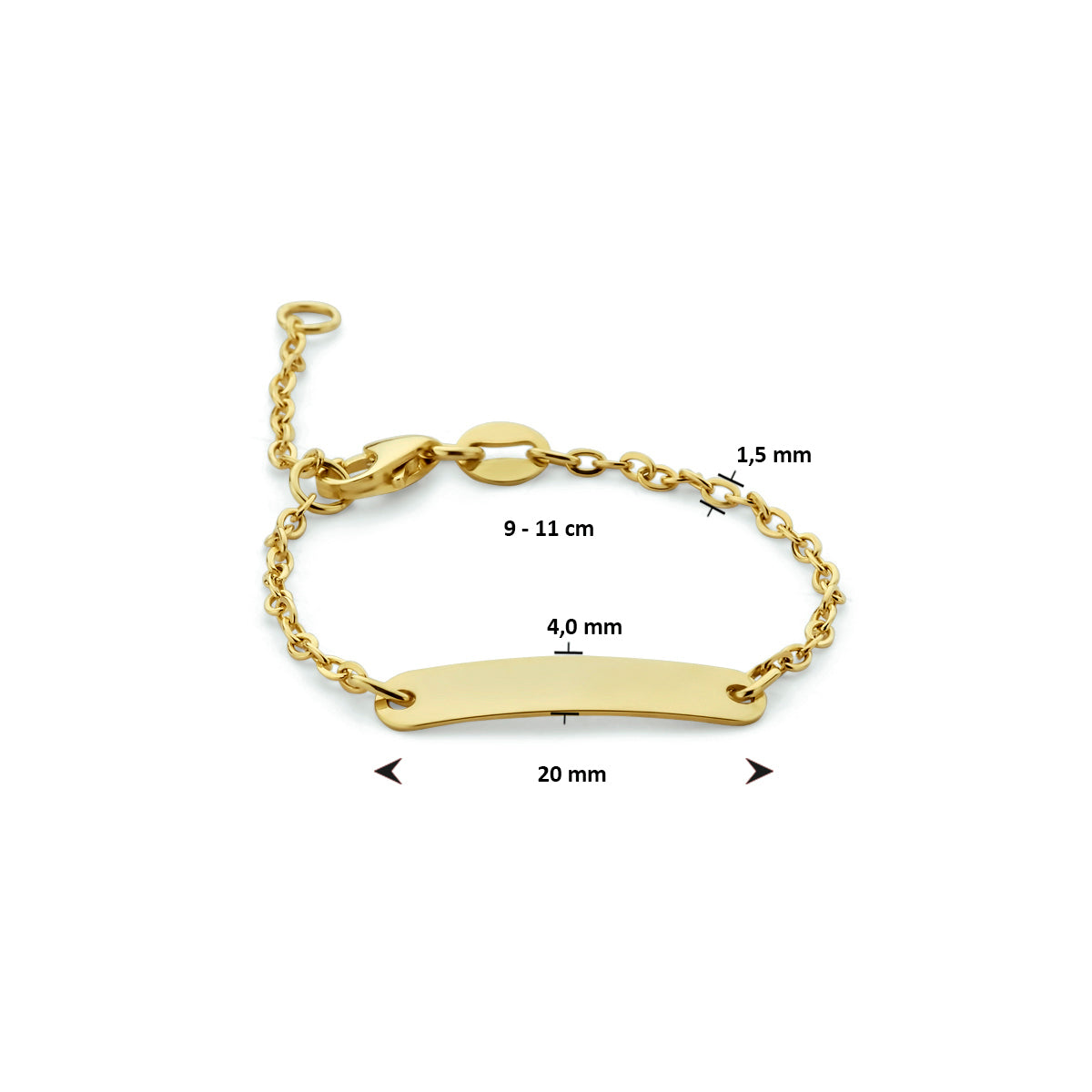 9k graveerarmband plaat 4,0 mm 9K geel