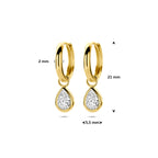 9 Karat Ohrringe Zirkonia 21 mm 9K gelb