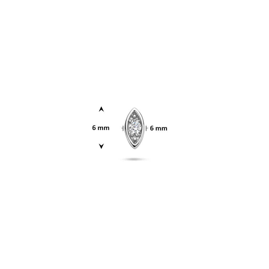 flat back piercing boze oog zirkonia 6 mm zilver gerhodineerd