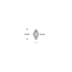 flat back piercing boze oog zirkonia 6 mm zilver gerhodineerd