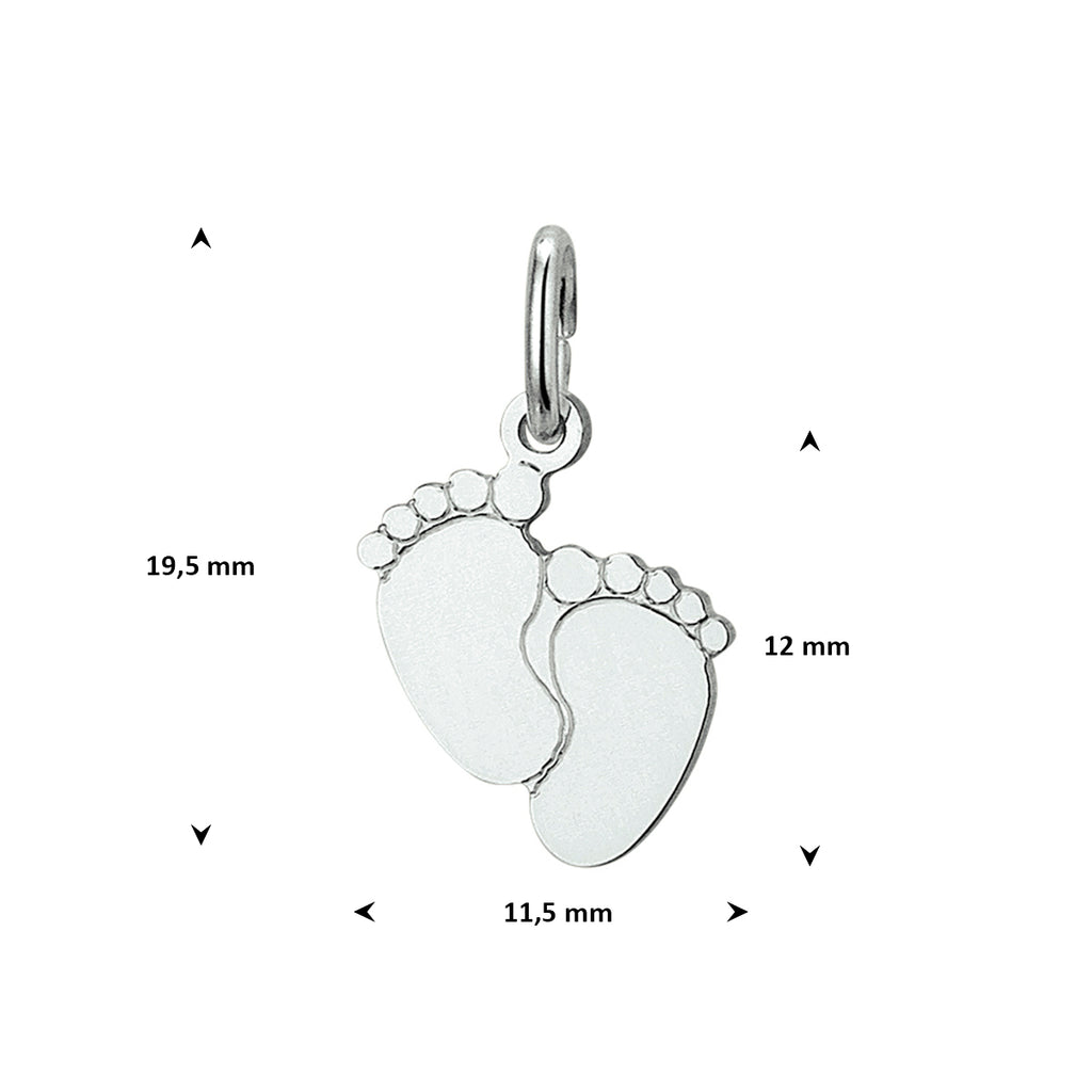 hanger baby voetjes 12 mm zilver wit