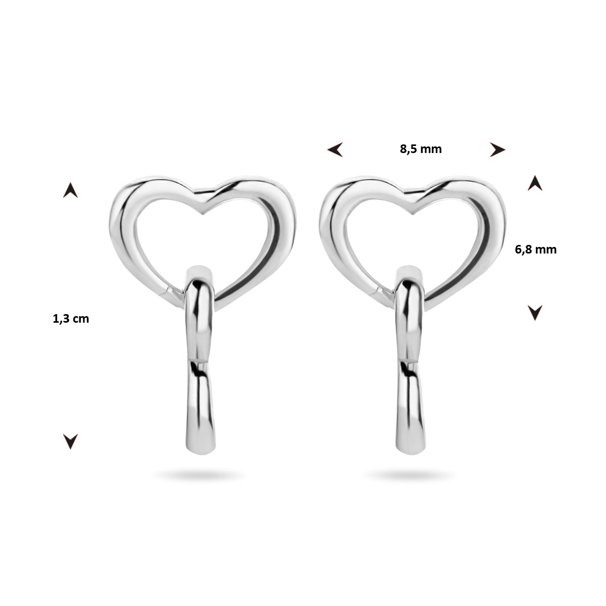 oorhangers hartjes zilver gerhodineerd