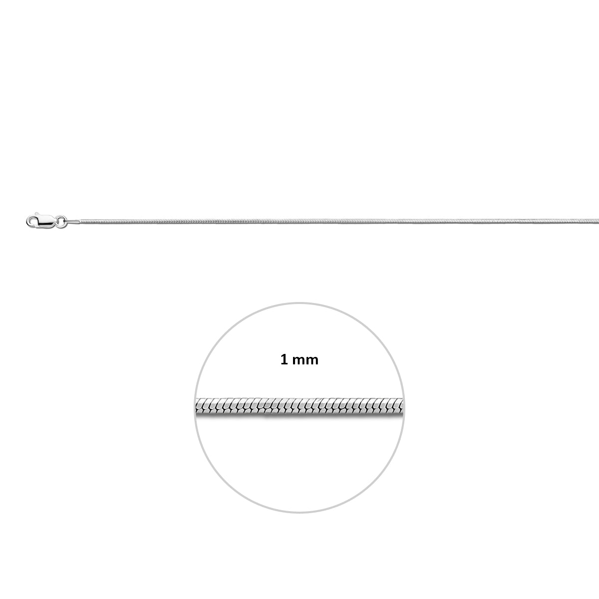 slang 8 zijdes geslepen 1,0 mm zilver wit