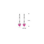 Ohrhänger Herz rosa Emaille Brisurhaken 19 mm rhodiniertes Silber