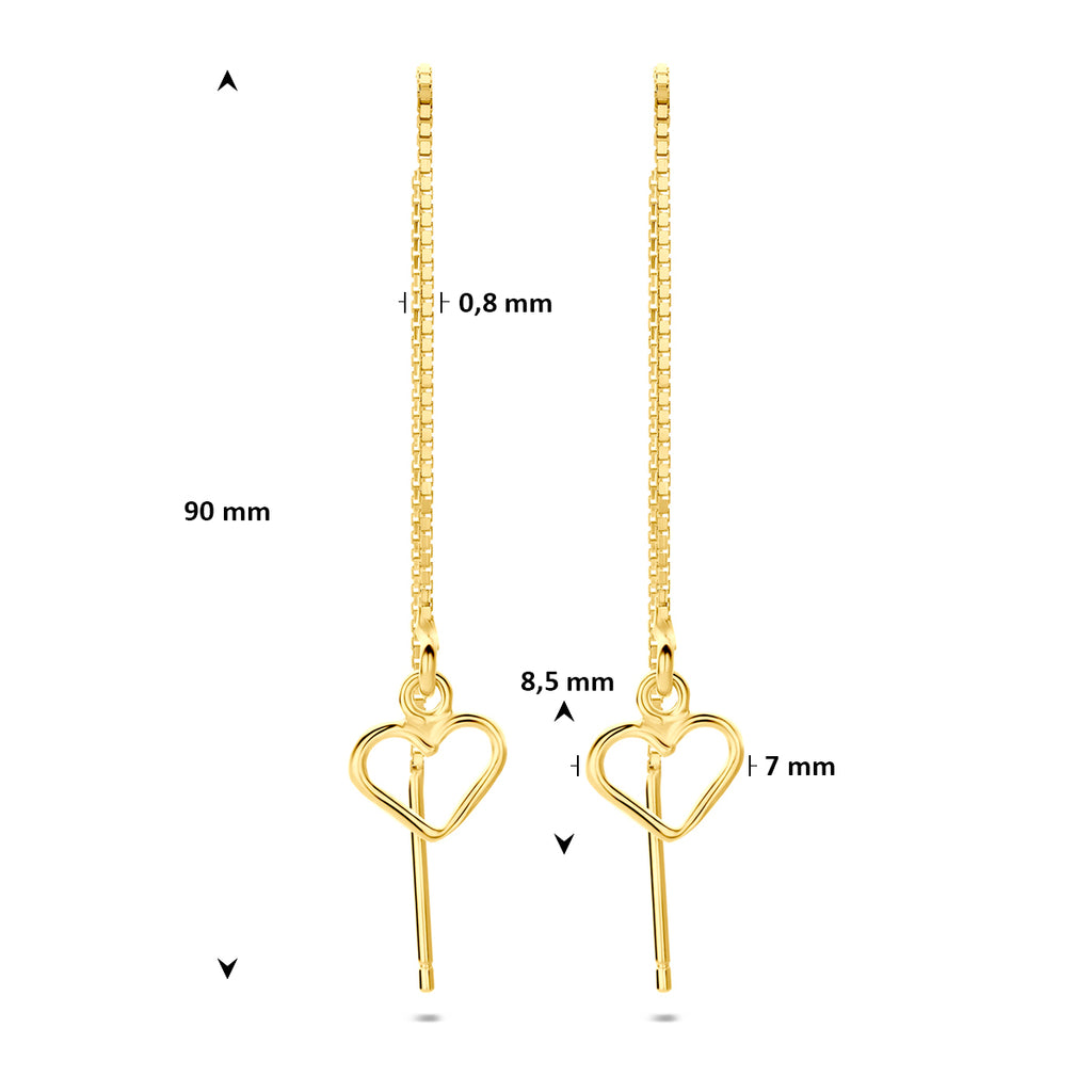 doortrekoorbellen hart 90 mm 1 micron zilver verguld (geel)