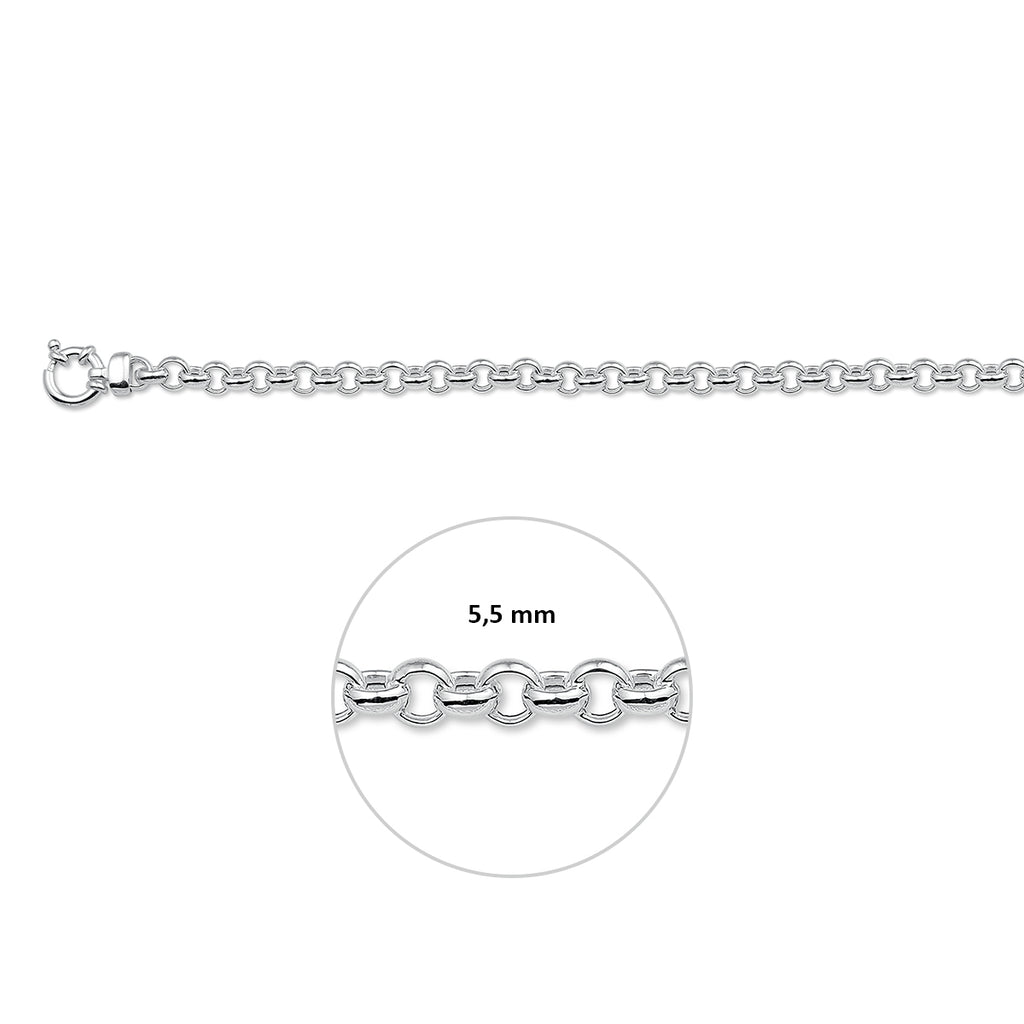 jasseron 5,5 mm met groot veerslot zilver wit