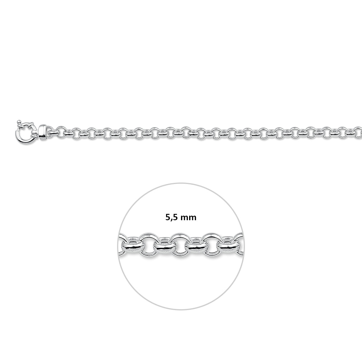 jasseron 5,5 mm met groot veerslot zilver wit