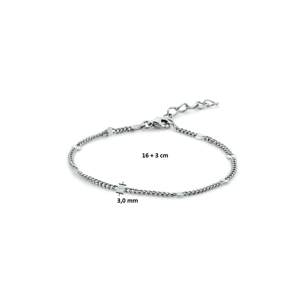 Armband Gourmette mit Zwischenstück 3,0 mm 16 + 3 cm Silber rhodiniert
