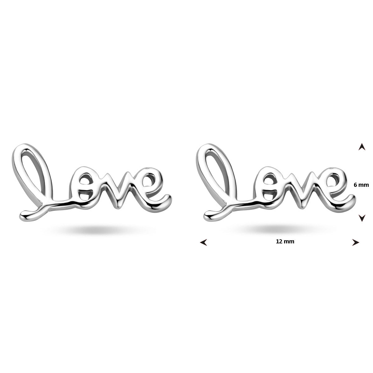 oorknoppen love 6 mm zilver gerhodineerd
