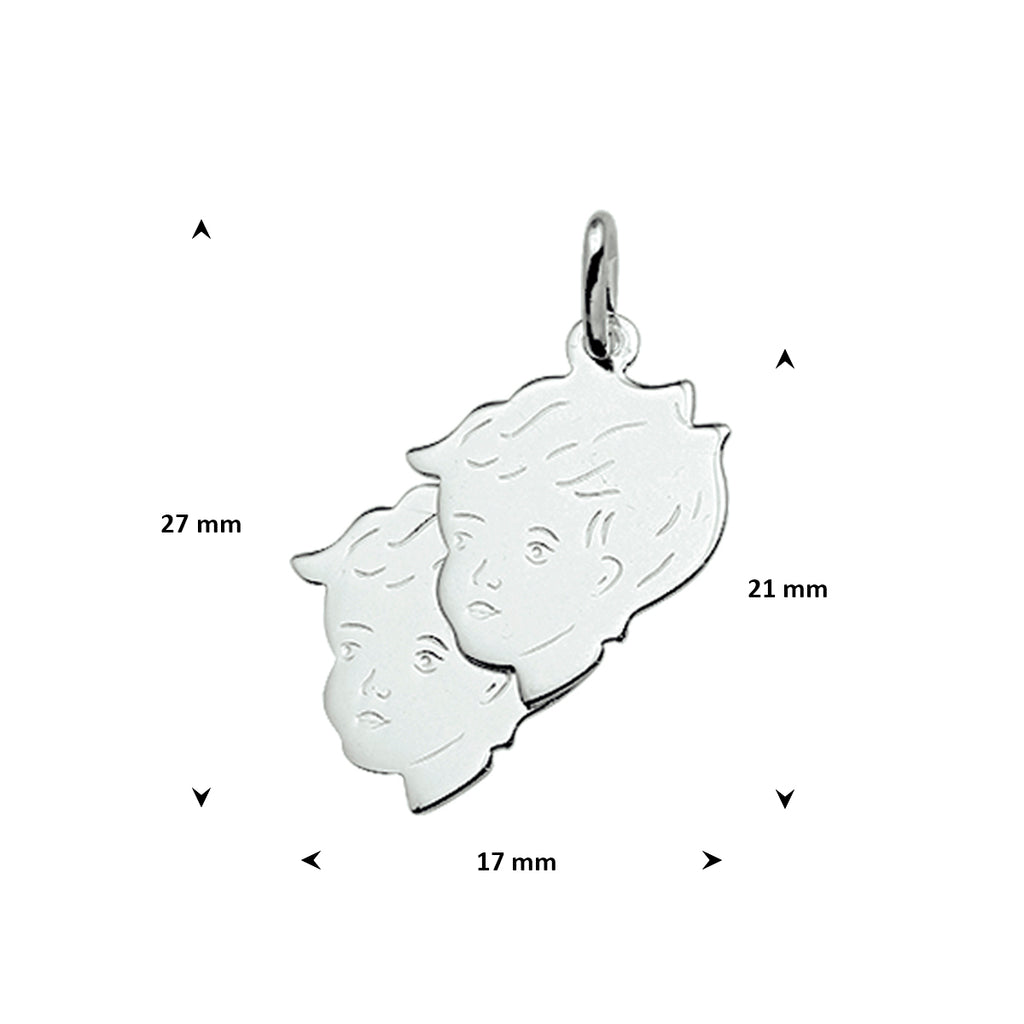 Anhänger Kinderköpfe 21 mm Silber weiß
