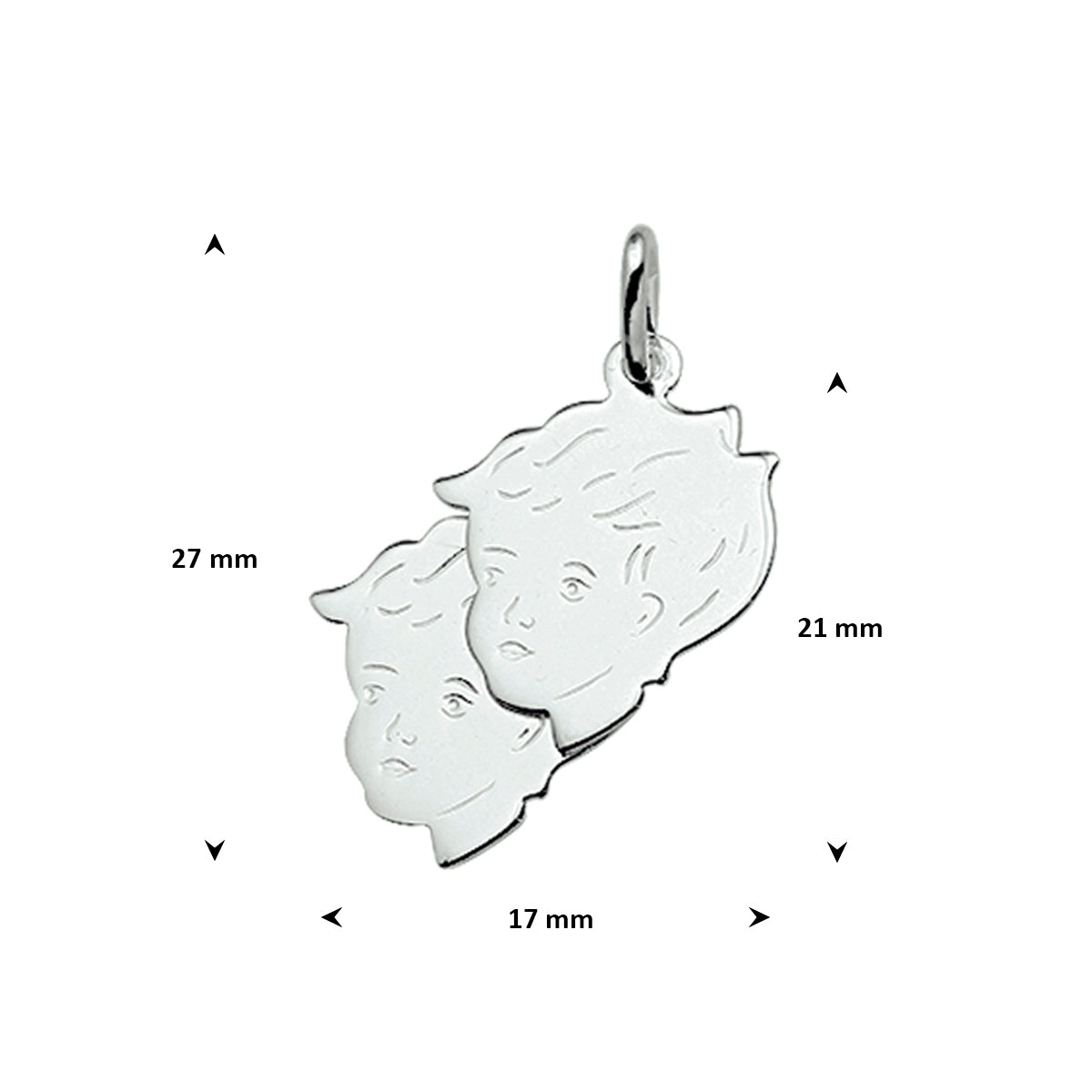Anhänger Kinderköpfe 21 mm Silber weiß