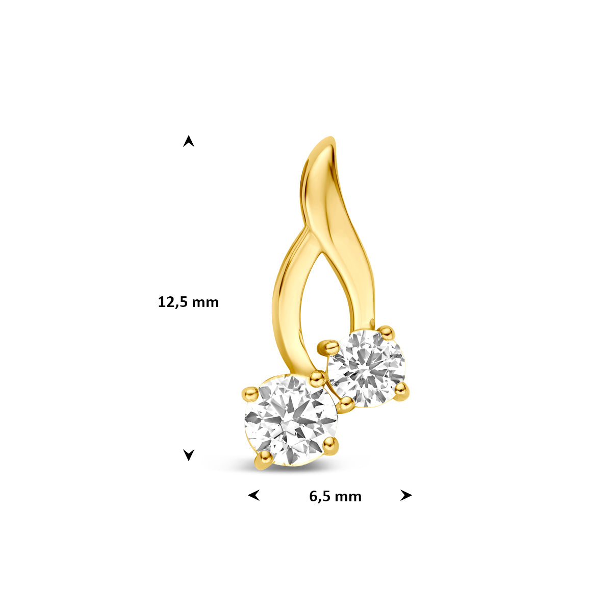 9k hanger zirkonia 12,5 mm 9K geel