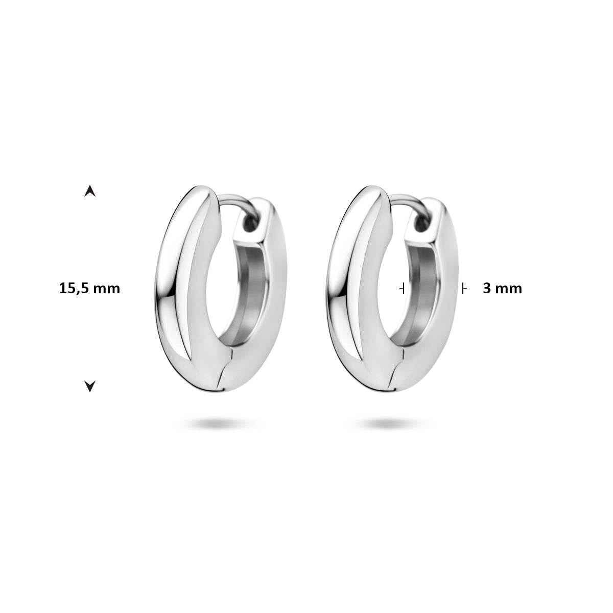 klapoorringen 15,5 mm zilver gerhodineerd