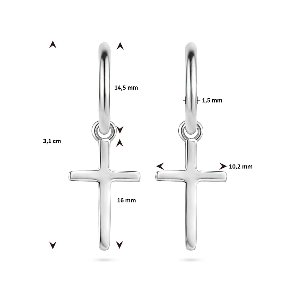 Kreuz-Ohrringe aus rhodiniertem Silber